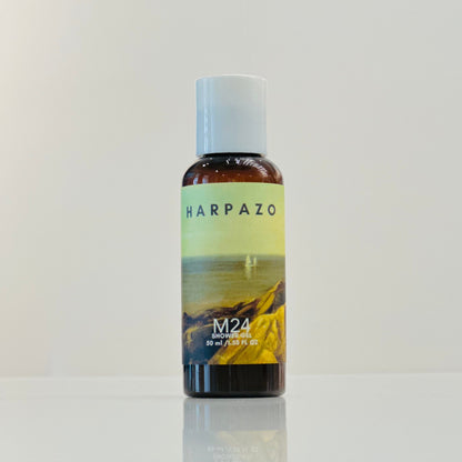 Harpazo M24 bottle on a light gray background