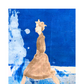 Artistic depiction of a figure with a blue and white abstract background, featuring the brand 'HARPAZO'.